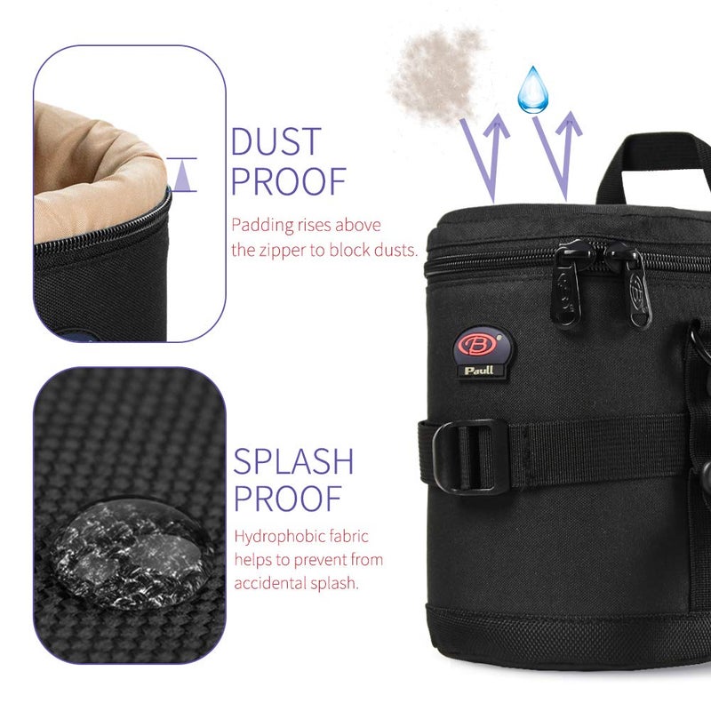 BPAULL Camera Lens Case DSLR Camera Lens Bag Fits for Canon Nikon Pentax Sony Olympus Panasonic and Other Camera Lens - Image 3